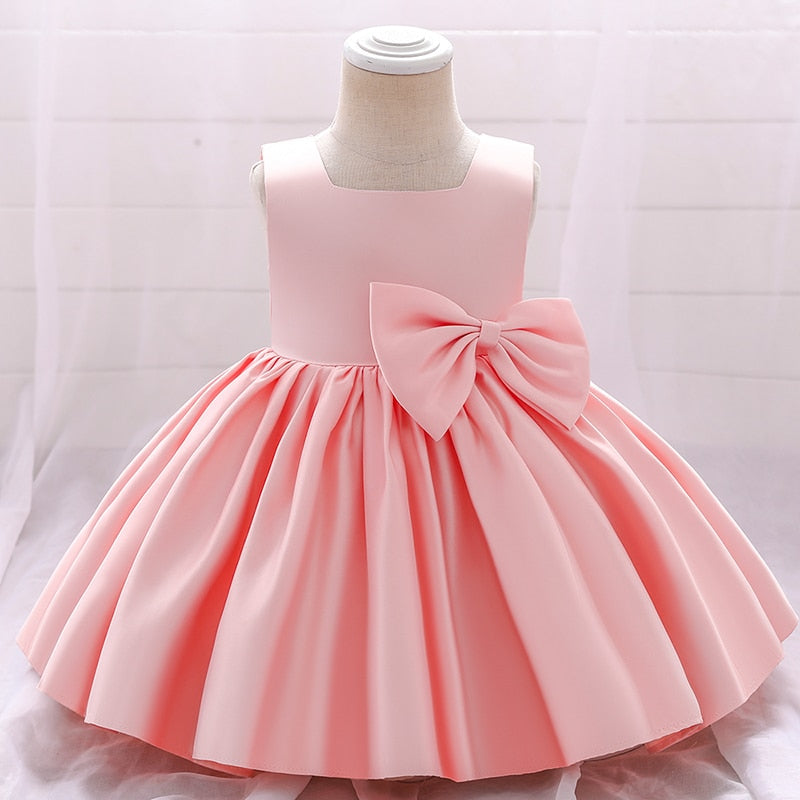 Gabrielle's Side Bow Peach Dress 0-3 Y - Gabriellesboutique