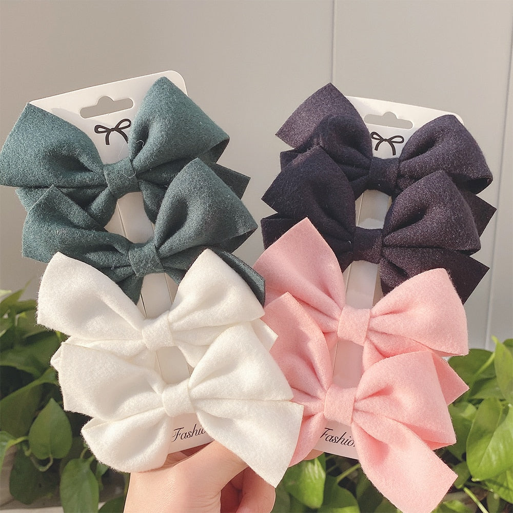 Gaby's Sweet Solid Colour Bow Clips - Gabriellesboutique