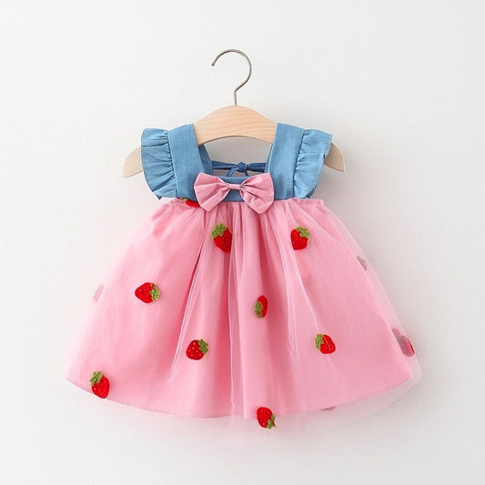 Gabrielles Strawberry and Cherry Dress 0 -2 Y - Gabriellesboutique