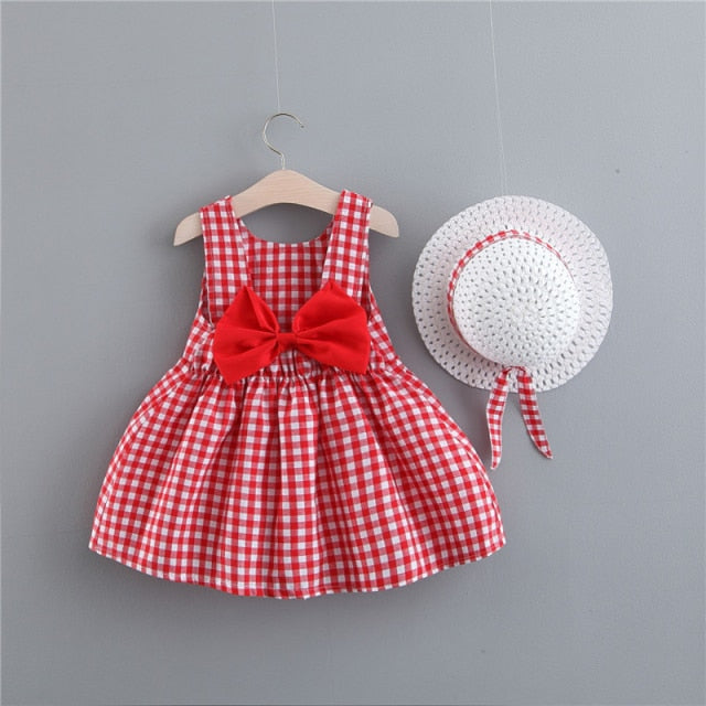 Gabrielle's Red Gingham Bow Dress with Hat 0-2Y