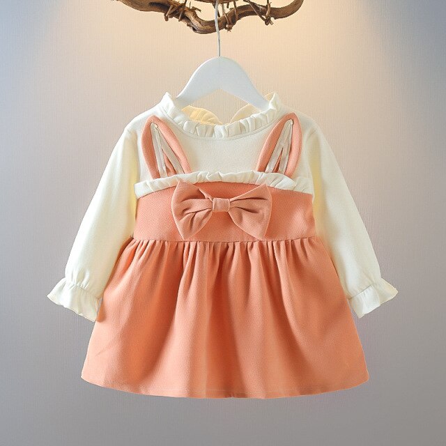Gabrielle Collection: Orange Pinafore Bow Dress 0-2Y