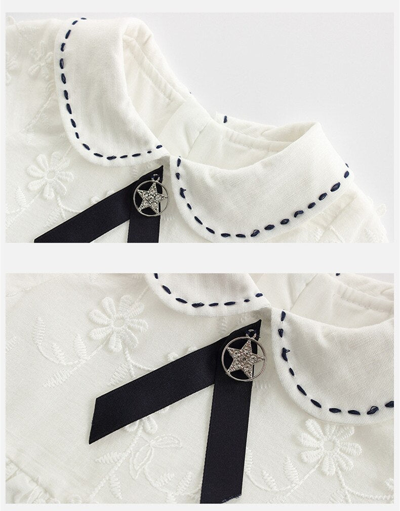 Gabrielles Black Bow and White dress 0-2Y - Gabriellesboutique