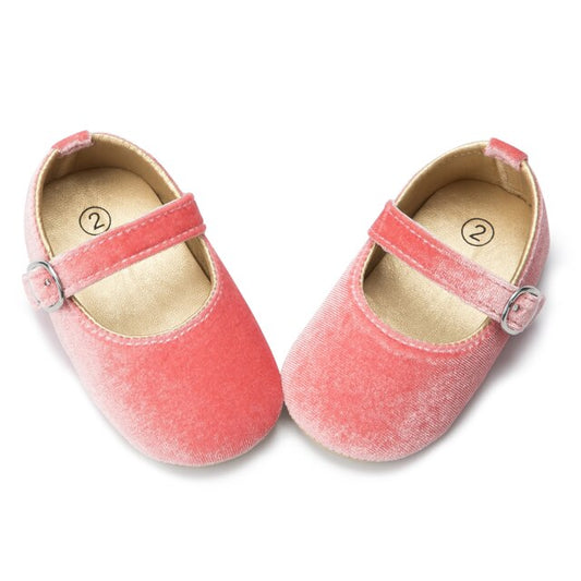 Gabys Pink Velvet Bow Shoe